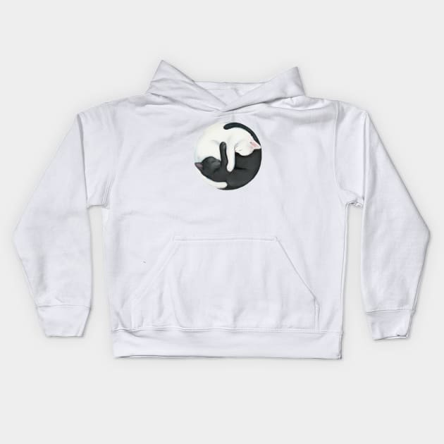 Yin Yang Balancing Cats Kids Hoodie by stylecomfy